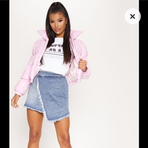 PrettyLittleThing wrap around denim skirt